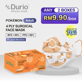 Durio 546A Pokémon 4 Ply Surgical Face Mask - Charmander- (40pcs) (ADULT)